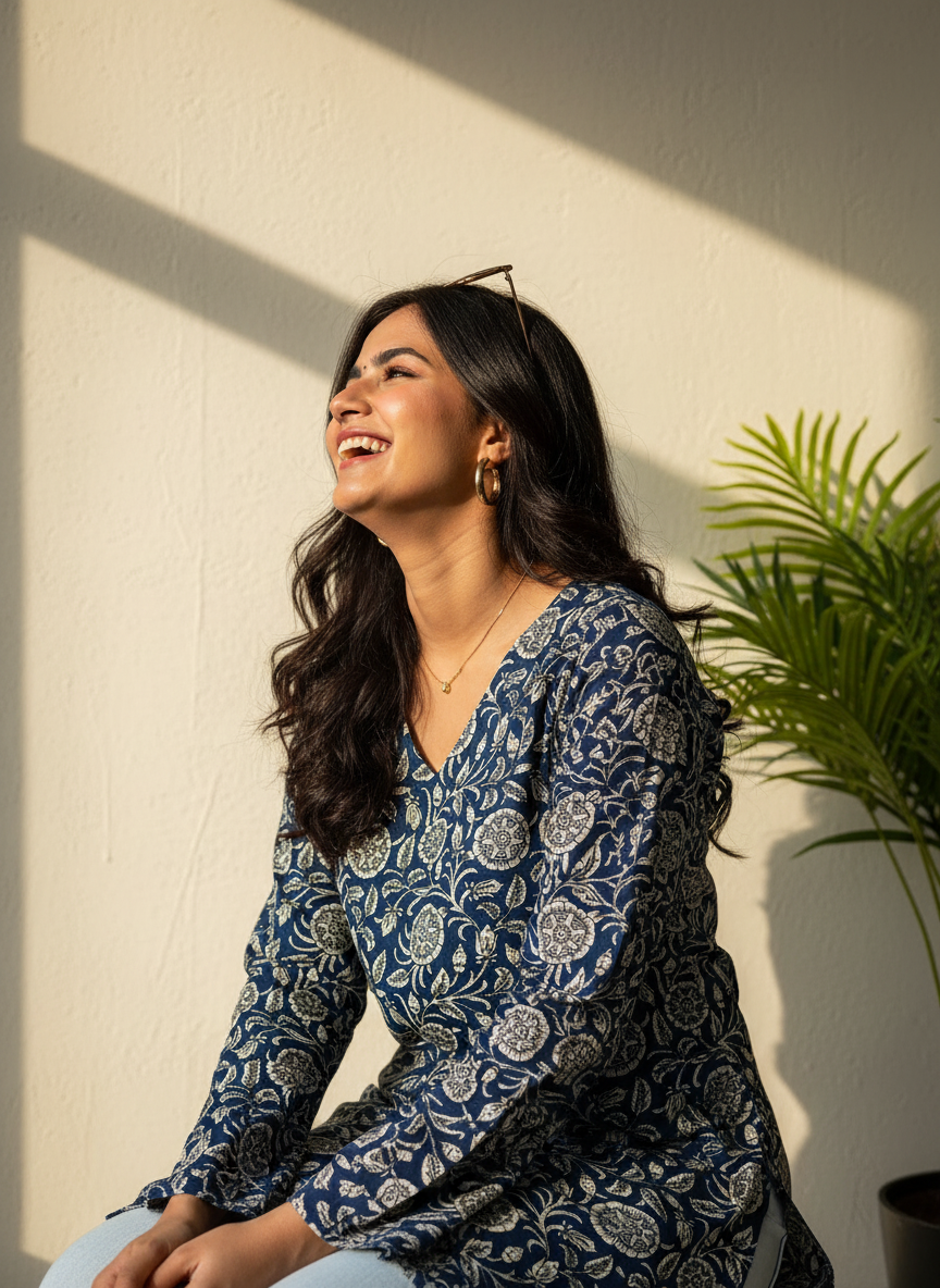 Indigo Vine Cotton Short Kurti