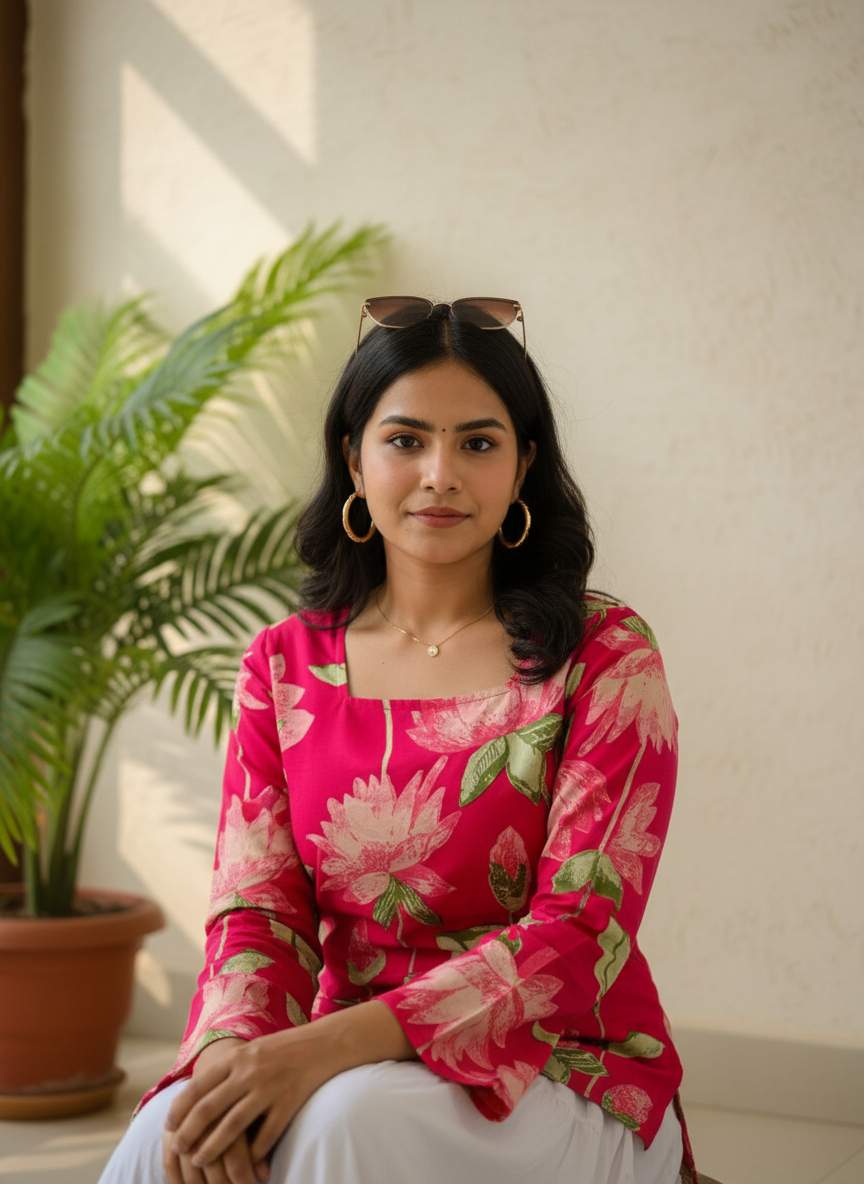 Lotus Garden Cotton Short Kurti