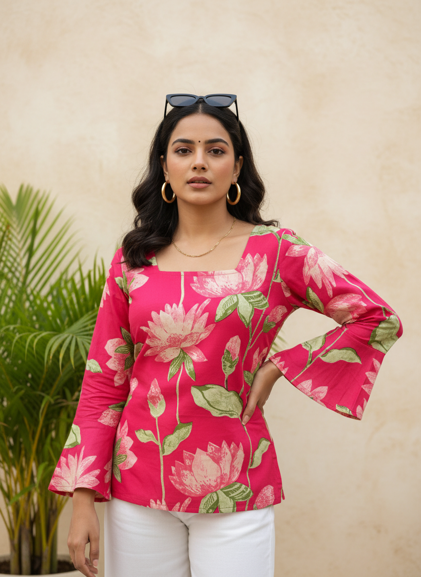 Lotus Garden Cotton Short Kurti